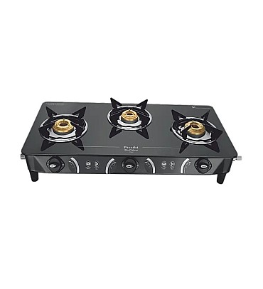 Preethi Zeal, 3 Burner Glass top Gas stove , 5 Yr Glass-Burner Warranty